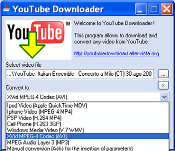 YouTube Downloade - Conversione formato video
