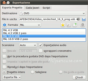PCpercaso.com:Guida a Kdenlive: Dal formato MPEG-TS al DVD
