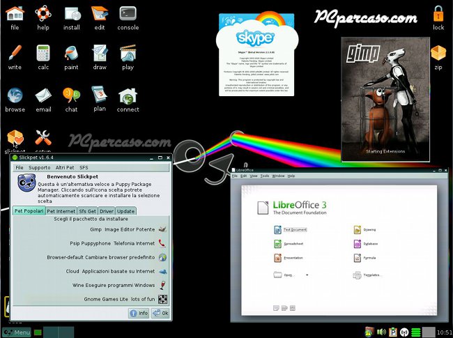 Slacko Puppy: installare LibreOffice, Gimp e Skype