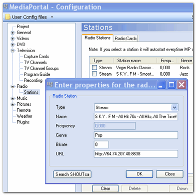 MediaPortal - Configuration - Radio