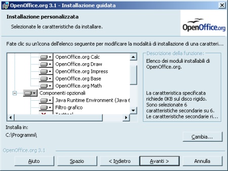 OpenOffice.org 3.1 - Installazione Personalizzata