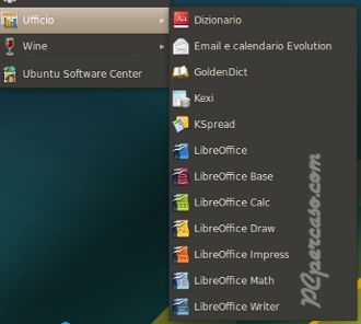 LibreOffice 3 - Voci del menu in Ubuntu PCpercaso.com: LibreOffice 3 - Voci del menu in Ubuntu
