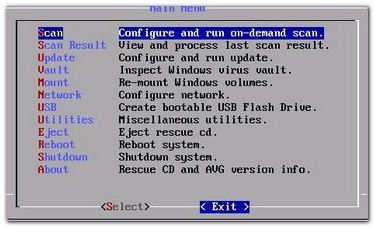 PCpercaso.com: AVG Rescue CD - Scan Menu