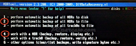 PCpercaso.com: MBRtool 2.3 - Menu principale