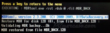 PCpercaso.com: MBRtool 2.3 - Restore MBR