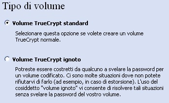 TrueCrypt - Tipo di volume